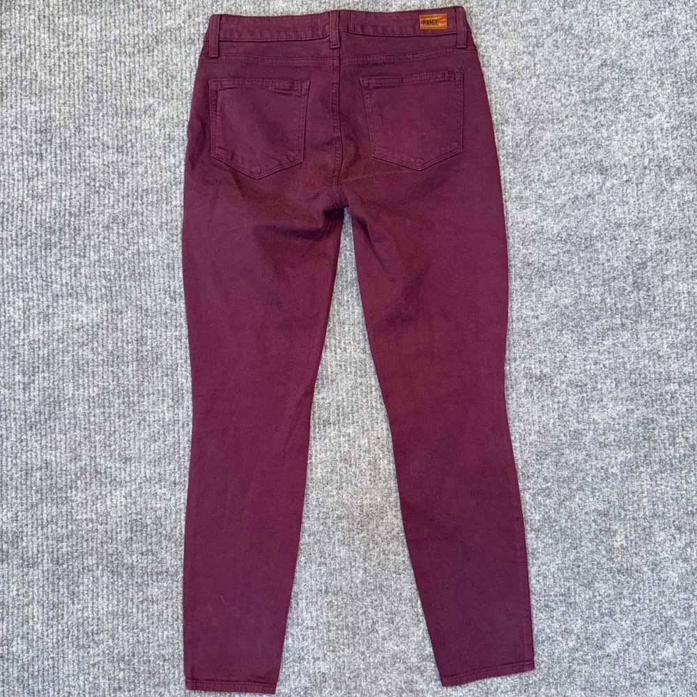 Paige Verdugo Ankle Skinny Jeans Vamp Red Burgundy Mid Rise Stretch Denim 28 NEW - Picture 8 of 9